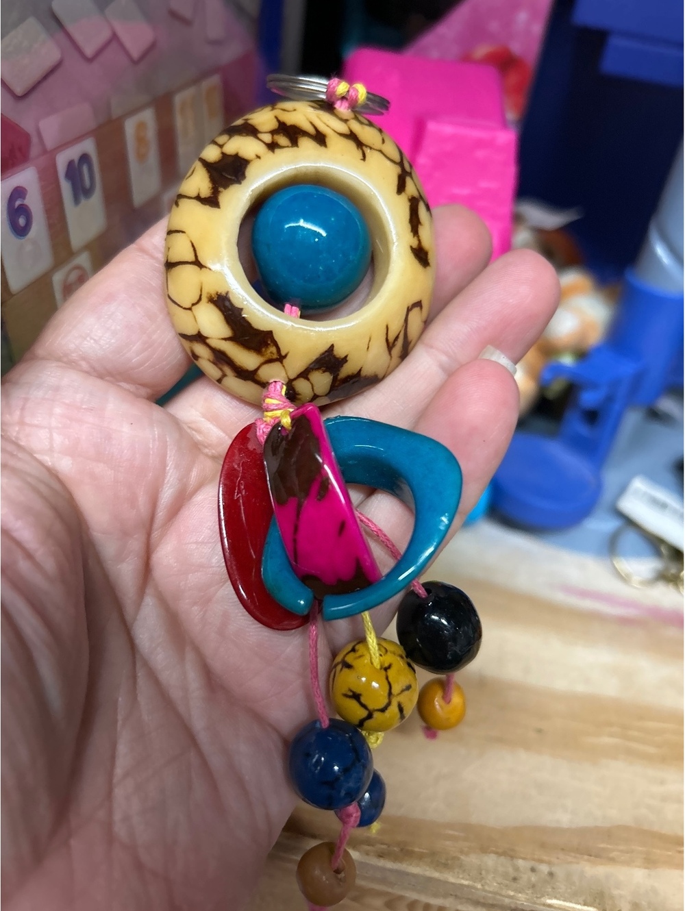Colorful Handmade Bohemian Keychain with Beads and Rings